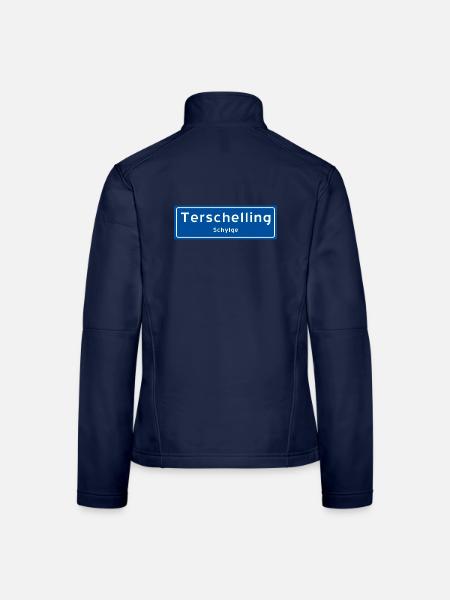 Terschelling Ortsschild - Frauen Softshelljacke - Navy - Hinten