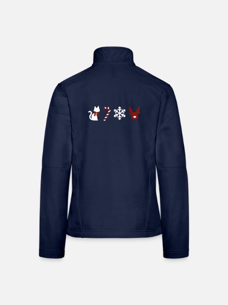 Weihnachtskatze & Rentier - Frauen Softshelljacke - Navy - Hinten