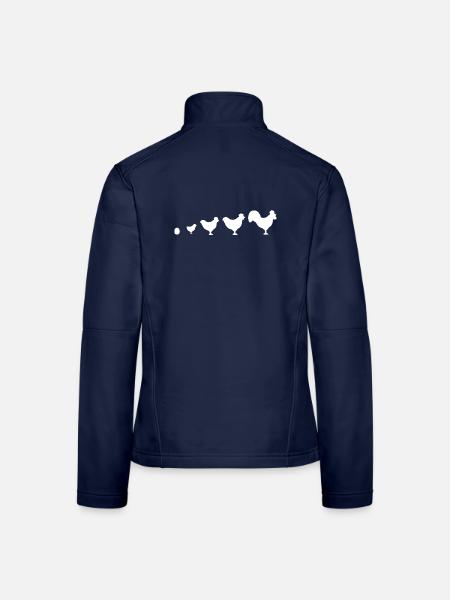 Evolution Bauer Huhn Hahn lustig - Frauen Softshelljacke - Navy - Hinten