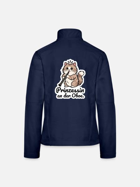 Oboe Oboistin Holzblasinstrument Katze T-Shirt - Frauen Softshelljacke - Navy - Hinten