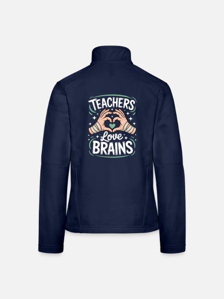 Lehrer lieben Brains Funny Halloween Teaching Gift - Frauen Softshelljacke - Navy - Hinten