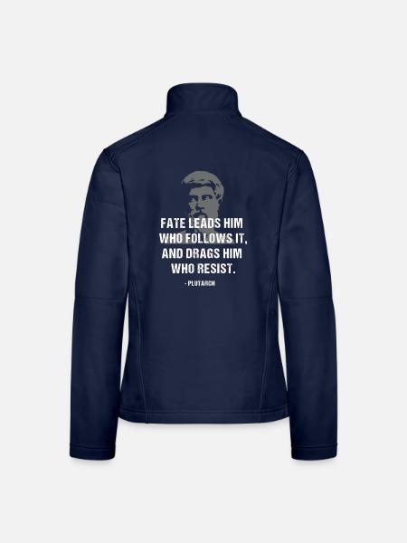 Fate Leads: Plutarch-Zitat-Grafik-T-Shirt - Frauen Softshelljacke - Navy - Hinten