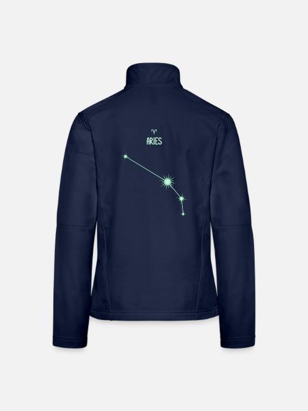 Widder, Sternstern, Sternbild Pastellgrün - Frauen Softshelljacke - Navy - Hinten
