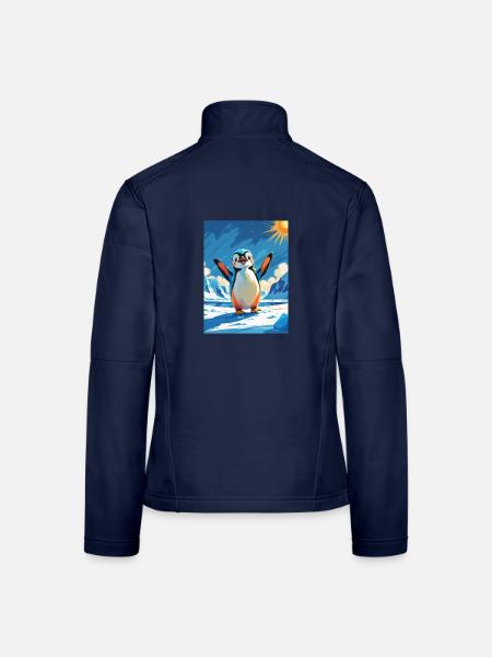 Winziger Pinguin in der pulsierenden Arktis - Frauen Softshelljacke - Navy - Hinten