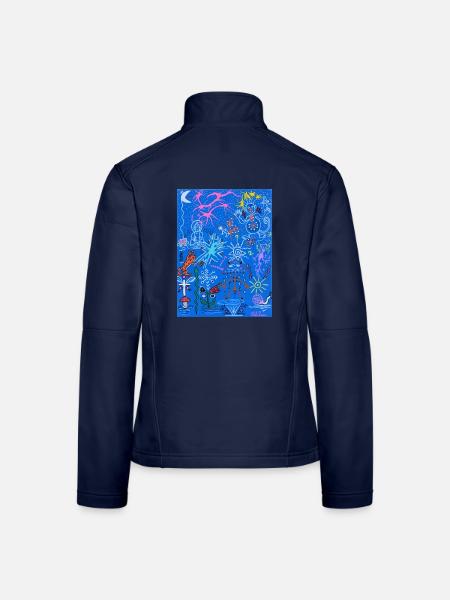 Blauer Kosmischer Doodle - Frauen Softshelljacke - Navy