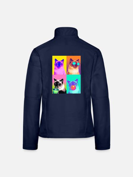 Katzen Himalaya Katze - Frauen Softshelljacke - Navy - Hinten