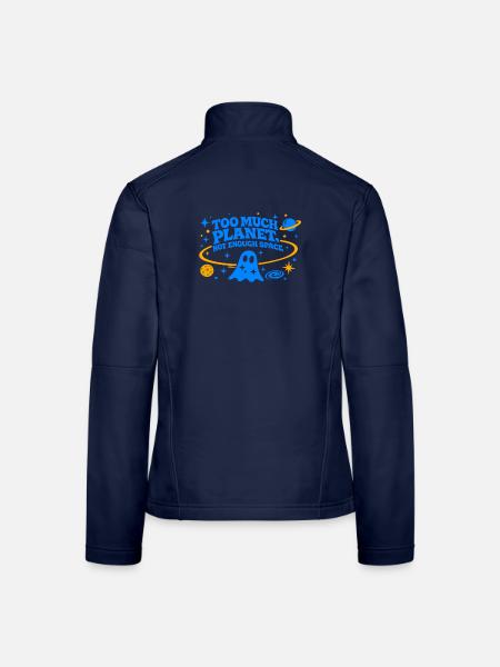 Too Much Planet | Not Enough Space | Electric Blue - Frauen Softshelljacke - Navy