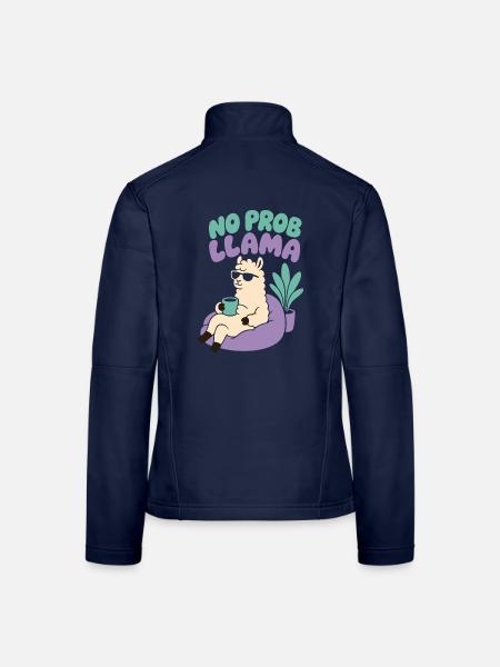 No Prob Llama – Entspanntes Lama mit Kaffee - Frauen Softshelljacke - Navy - Hinten
