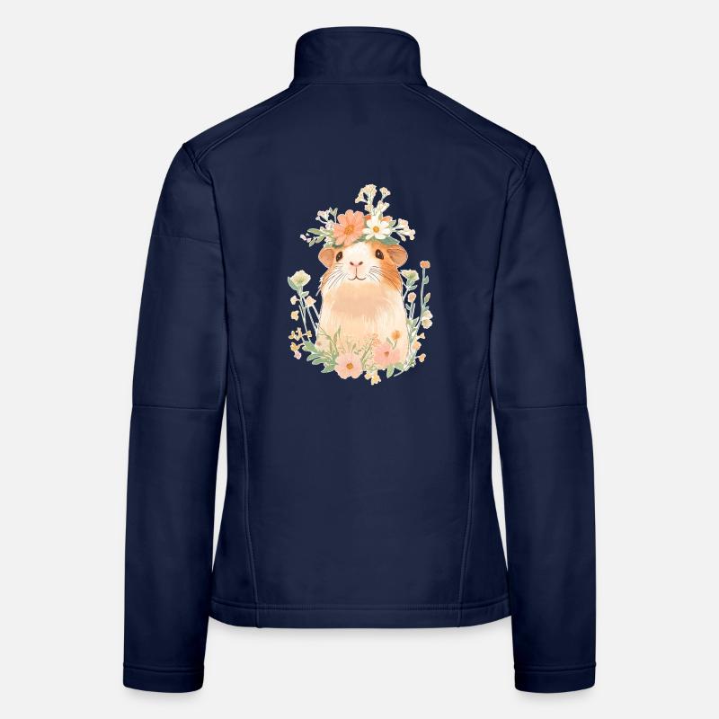 Cochon d’Inde avec des fleurs Veste en tissu softshell Femme