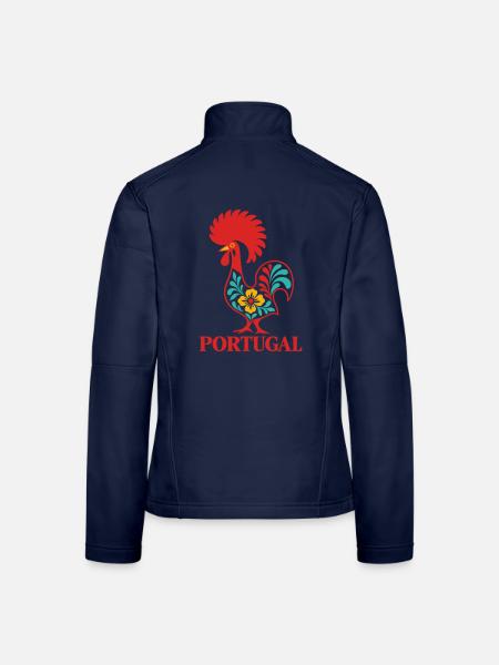 Portugiesischer Barcelos-Hahn Portugiesische Volkskunst - Frauen Softshelljacke - Navy - Hinten