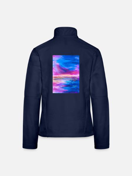 Lebendiger Himmel Horizont Abstrakte Kunst - Frauen Softshelljacke - Navy