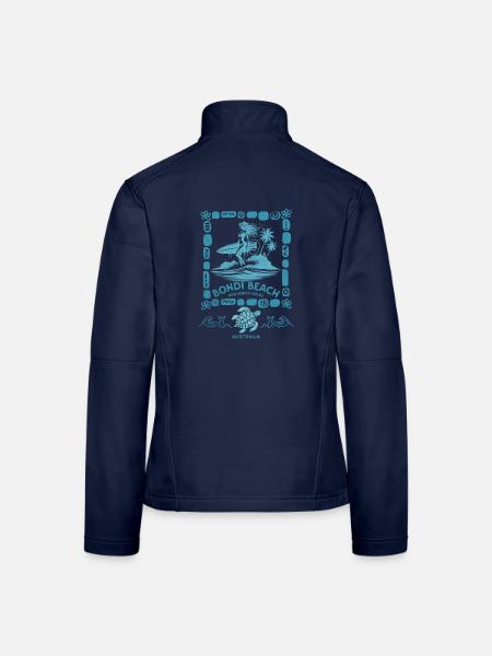 Bondi Beach Türkisfarbene Palmeninsel - Frauen Softshelljacke - Navy