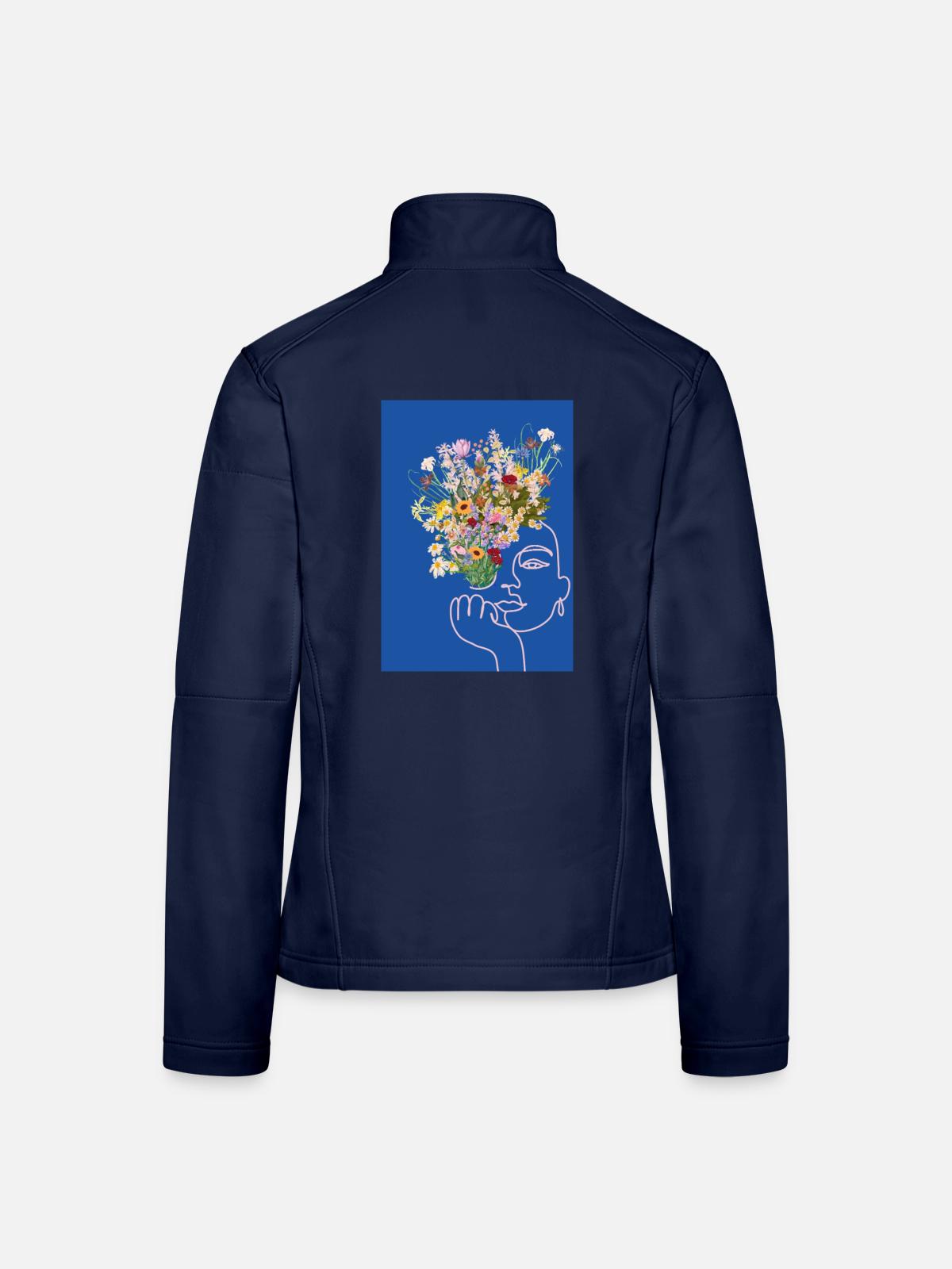 Blumenfrau - Frauen Softshelljacke - Navy - Hinten
