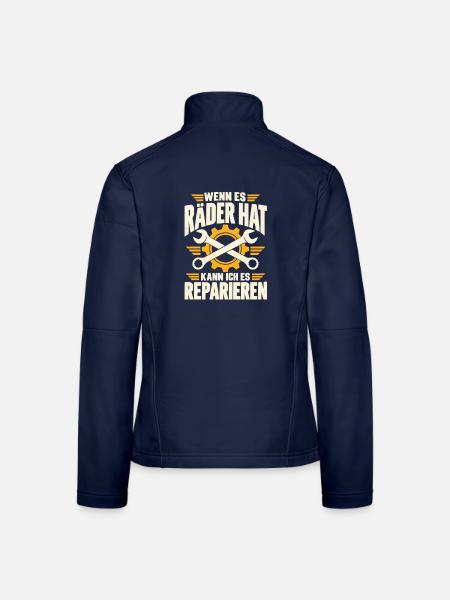 Mechaniker Schrauber – Werkstatt Humor - Frauen Softshelljacke - Navy - Hinten