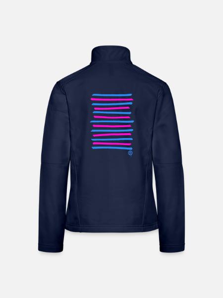 Gesprühte Graffiti Linien, Druckfarbe frei wählbar - Frauen Softshelljacke - Navy - Hinten