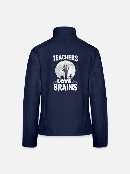Lehrer lieben Brains Funny Halloween Teaching Gift - Frauen Softshelljacke - Navy - Hinten