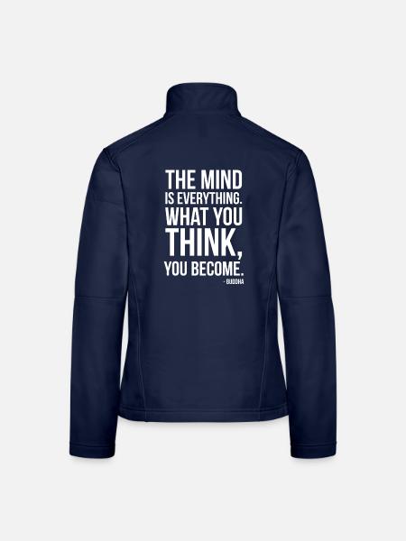 Buddha-Zitat – Geist ist alles - Frauen Softshelljacke - Navy - Hinten