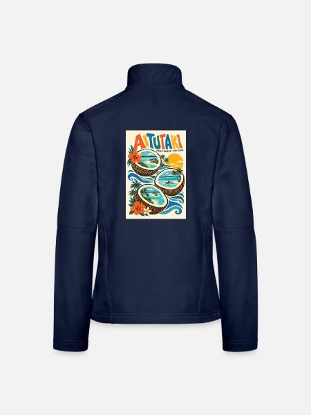 Erleben Sie Aitutaki in der Retro-Lagune der Cookinseln - Frauen Softshelljacke - Navy - Hinten