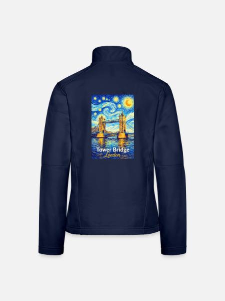 Tower Bridge London Sternenwirbel - Frauen Softshelljacke - Navy - Hinten