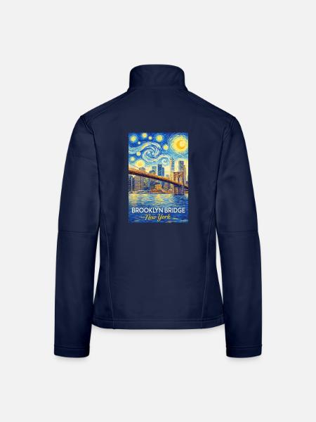 Brooklyn Brücke NY im Sternenstil - Frauen Softshelljacke - Navy - Hinten