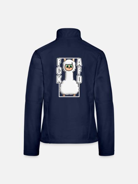 ACK AFD ALPAKA Antifa GEGEN NAZIS Protest links - Frauen Softshelljacke - Navy - Hinten