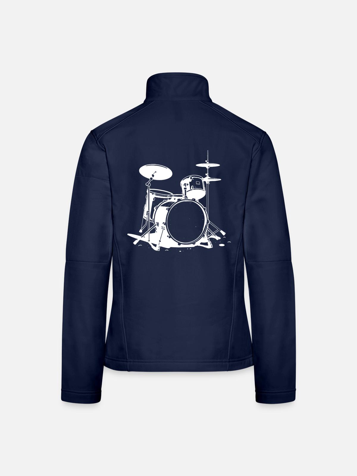 Drumset Zeichnung - Frauen Softshelljacke - Navy - Hinten