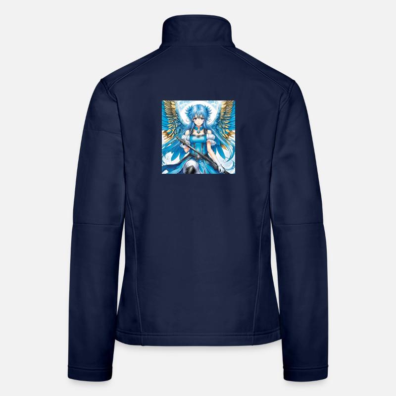 Blaues Engelswesen mit Schwert Frauen Softshelljacke