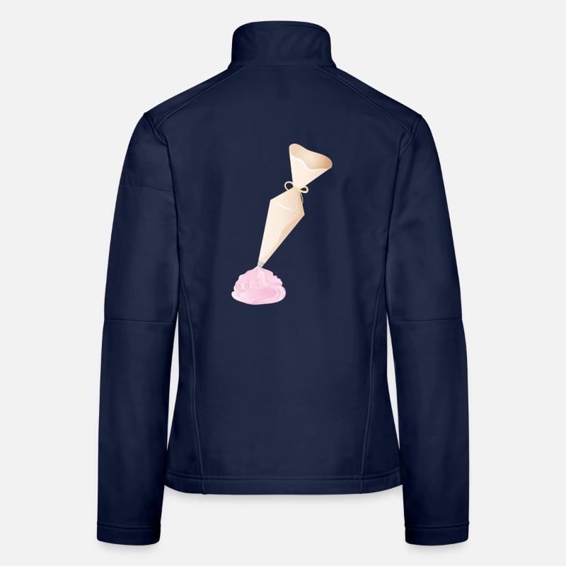 Sahnespritzbeutel mit rosa Häubchen - Frauen Softshelljacke - Navy