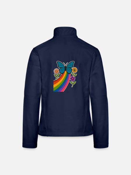 Regenbogen Schmetterling - Frauen Softshelljacke - Navy
