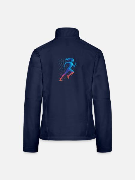 Geometrischer Läufer in Bewegung - Frauen Softshelljacke - Navy - Hinten