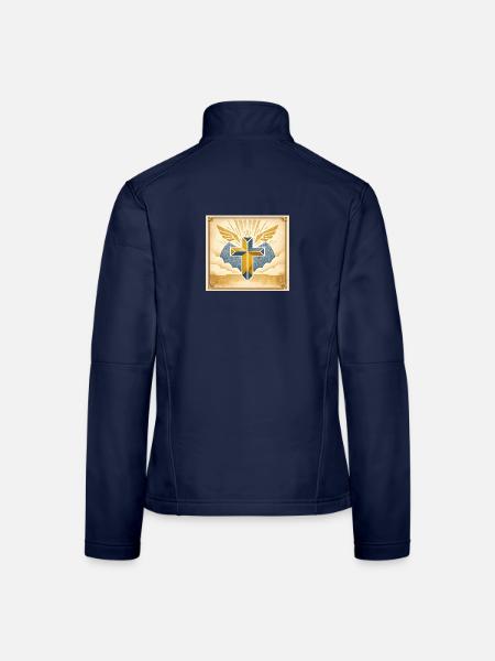 Sonnenstrahl Kreuz Vintage - Frauen Softshelljacke - Navy - Hinten