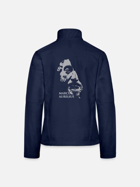 Marcus-Aurelius-Porträt in Grau - Frauen Softshelljacke - Navy - Hinten