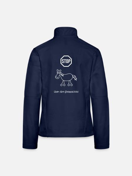 überfährt stoppschild, Stopptafel Pferd mit Rädern - Frauen Softshelljacke - Navy - Hinten