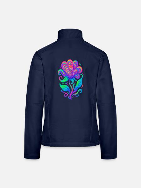 Lebendige Regenbogen-Herzblume - Frauen Softshelljacke - Navy - Hinten