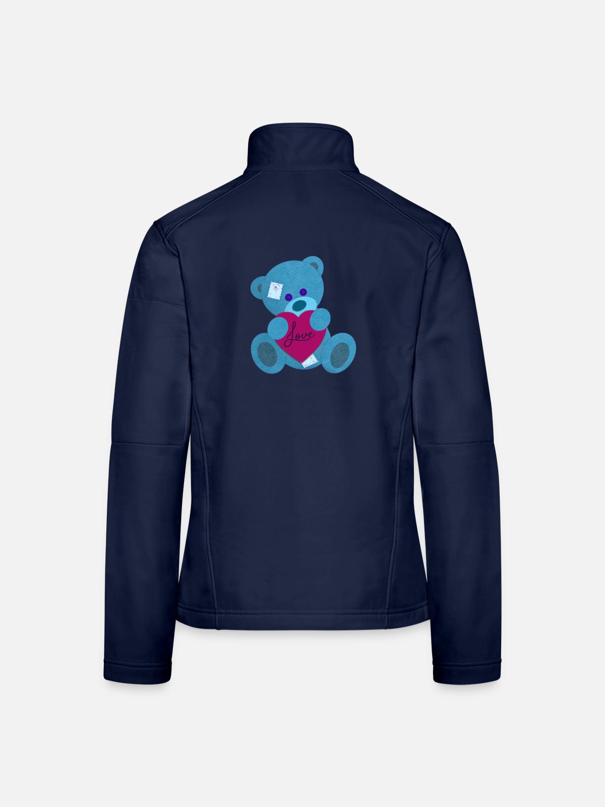 Bär verliebt - Frauen Softshelljacke - Navy - Hinten