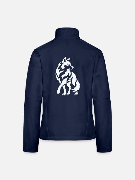 Wolfs Silhouette in Kontrast - Frauen Softshelljacke - Navy - Hinten