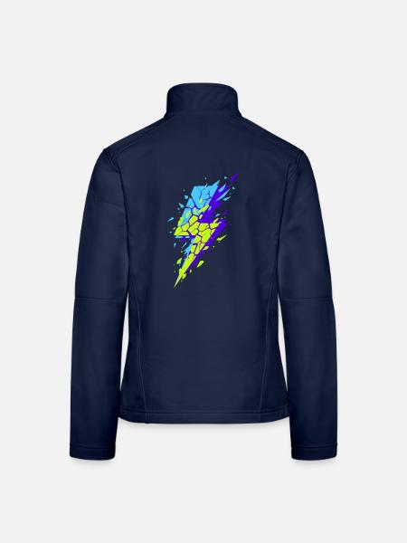 Neon-Fraktal-Blitze - Frauen Softshelljacke - Navy - Hinten