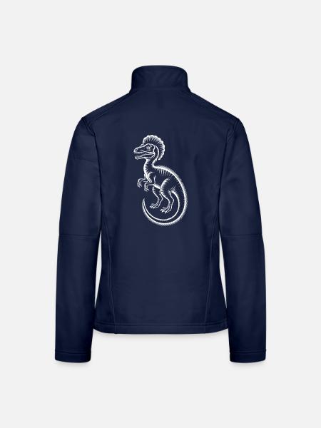 Velociraptor Linienzeichnung - Frauen Softshelljacke - Navy - Hinten