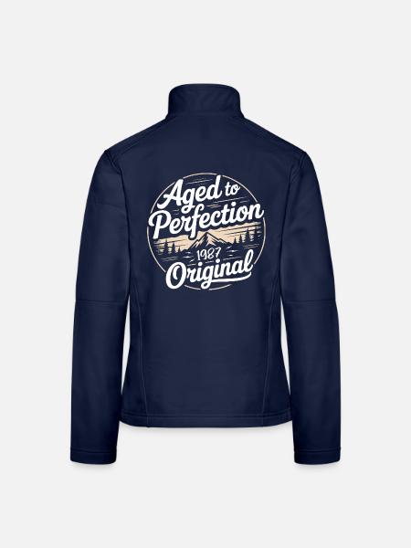 Jahrgang 1987 geboren Retro Original 1987 - Frauen Softshelljacke - Navy - Hinten
