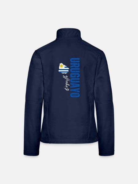 Uruguayischer Stolz, vertikales Design - Frauen Softshelljacke - Navy