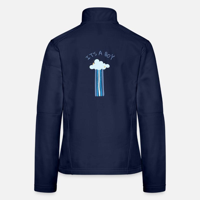It's a Boy - Blue Rainbow with Cloud Women's Softshell Jacket