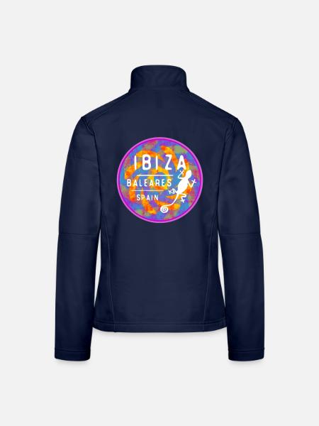 Farbige Ibiza Balearen Insel Illustration - Frauen Softshelljacke - Navy - Hinten