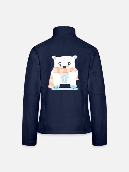 Dirndl Eisbären - Frauen Softshelljacke - Navy - Hinten