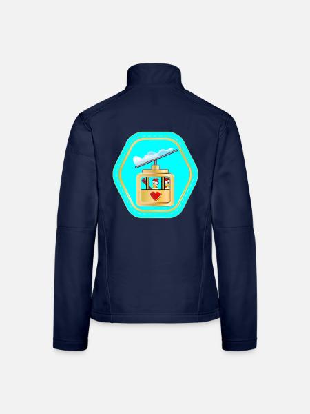 SKIFAHREN PAARE - HÜHNER COMIC - Frauen Softshelljacke - Navy - Hinten