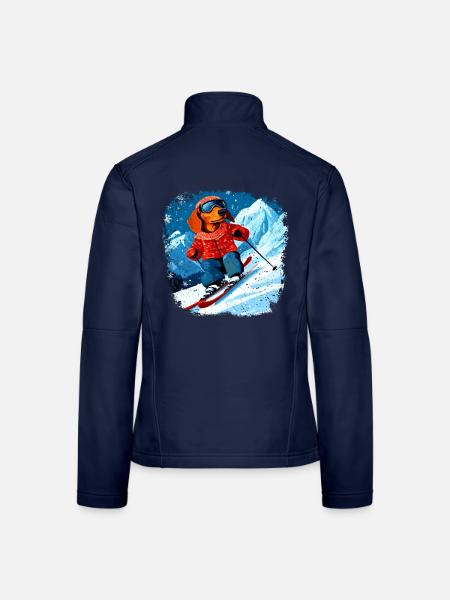 Dackel Ski - Frauen Softshelljacke - Navy - Hinten