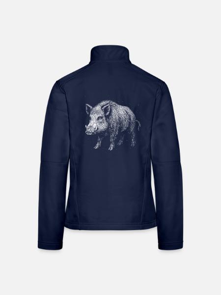 Wildschwein - Frauen Softshelljacke - Navy - Hinten