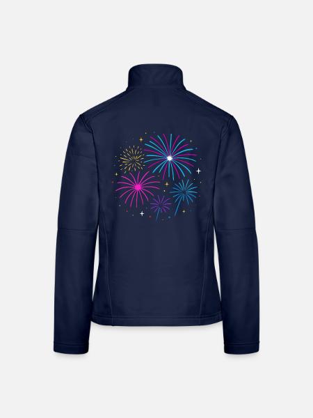 Feuerwerk Silvester Design – Happy New Year - Frauen Softshelljacke - Navy - Hinten
