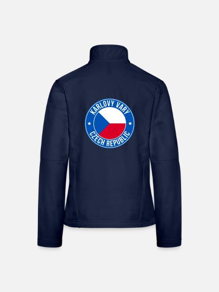 Karlovy Vary Tschechisches Abzeichen - Frauen Softshelljacke - Navy - Hinten