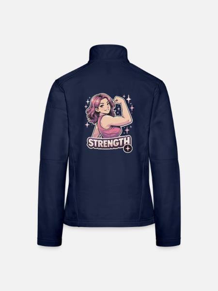 Anime Girl Kraft & Strength – Female Empowerment - Frauen Softshelljacke - Navy - Hinten