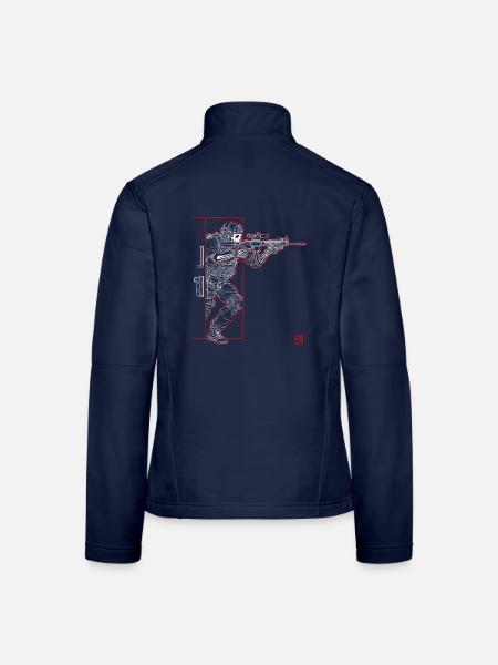 Soldaten silhouette - Frauen Softshelljacke - Navy - Hinten